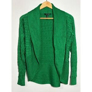 Lauren Ralph Lauren Green Cable Knit Shawl Collar Open Front Cardigan Small